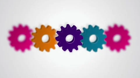 3D gear cogs rotating central focus seamless loop background Stock Footage 345657695
