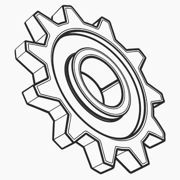 3D Gear Settings Icon Vector Design Stock Illustration