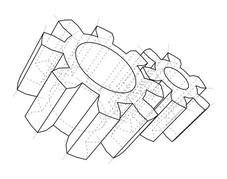 3D gear wheel. Vector rendering of 3d Stock Illustration