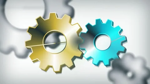 3D gear wheels rotating seamless loop motion background Video stock 345657756