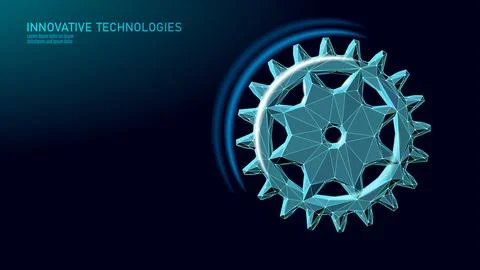 3D gear work progress concept. Wheel industry mechanism engineering teamwork Stock Illustration