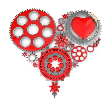 3d gears and heart Stock Illustration