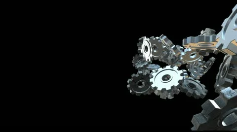 3D Gears Transition with alpha Stock Footage 22025266