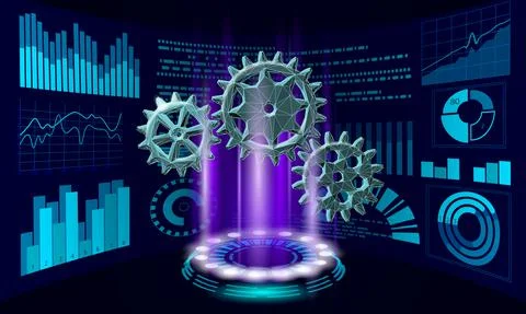 3D gears work progress concept. Wheel industry mechanism engineering teamwork イラスト素材