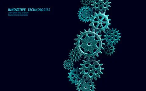 3D gears work progress concept. Wheel industry mechanism engineering teamwork Stock Illustration