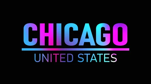 3D generated animation, text Chicago United States video 4K Stock Footage 148009032
