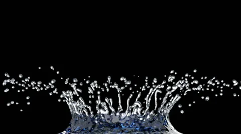 3D generated super slow motion of the drop of water falling into the dark waters Stockbeeldmateriaal 62830319