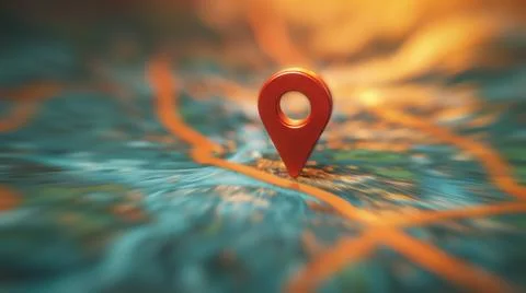 3D geo pin icon casting shadow on a digital map with multiple location mark.. Stock Illustration