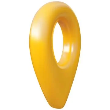 3D geolocation marker, yellow, side view, route, road, destination. Illustrazione stock