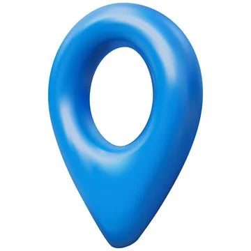 3D geolocation pin icon, blue, side view, location coordinates. Stock Illustration