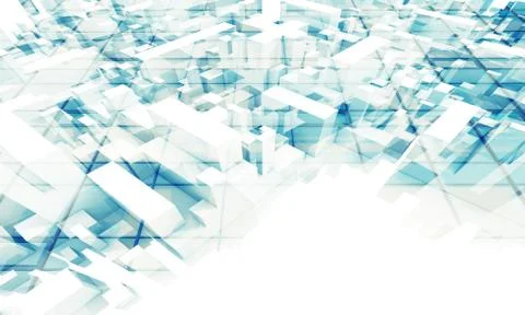 3d geometric background with chaotic boxes Stock Illustration