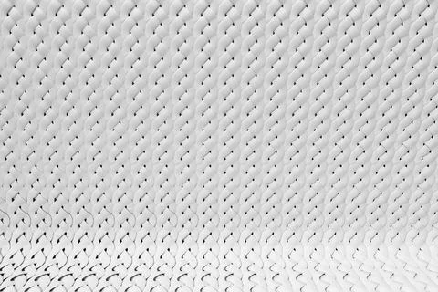 3D geometric background of curved surface of woven together three band braids. Stock Illustration