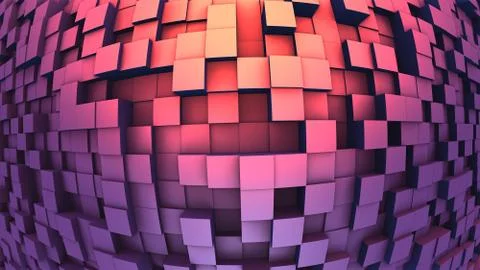 3D Geometric background from purple cubes, 3D illustration Stock Illustration