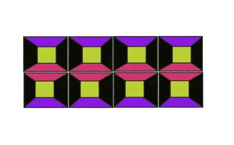 3D Geometric Block Grid Pattern in Neon Colors Vector Stock Illustration