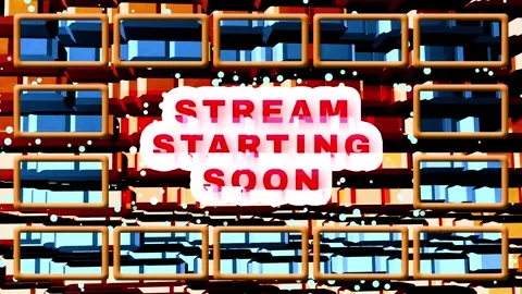 3D Geometric Blocks and Multi Window Stream Starting Soon Background Loop Stock Footage 345722071