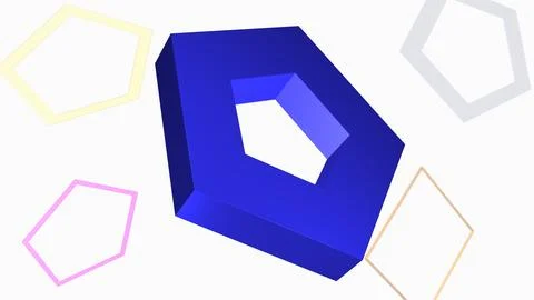 3D geometric blue pentangle shape on a white background. Mathematical conce.. イラスト素材