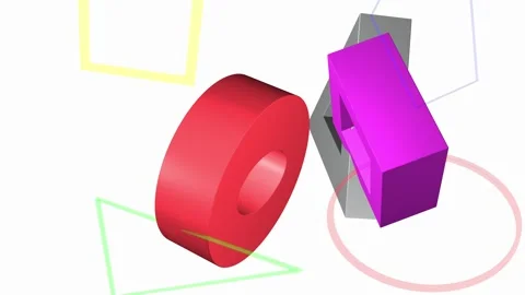 3D geometric bright gray triangle, purple square, and red circle shapes ani.. Stock Footage 249213947