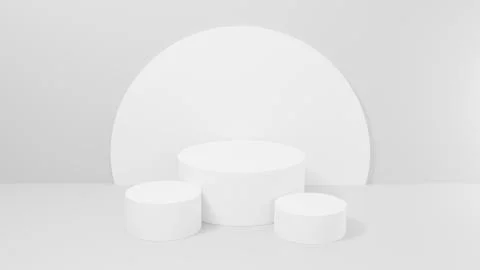 3D geometric cylinder shape background in the white studio room Stock-Illustration
