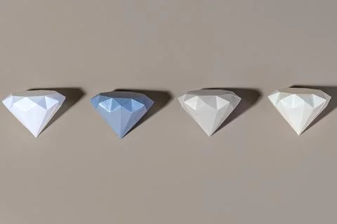 3D geometric diamond shape set on a beige background Stock Photos
