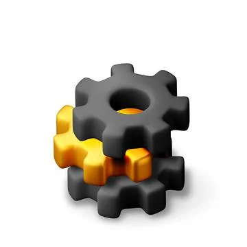 3D geometric gold and black gear wheels Stock Illustration