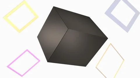 3D geometric gray square shape on a white background. Mathematical concepts.. Stock Illustration