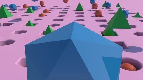 3D geometric objects bouncing Stock Footage 115130831