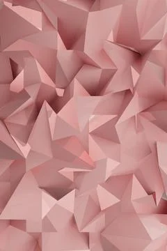 3D geometric pattern in soft pink tones with triangles, pyramids and edges. 3 Stockillustratie