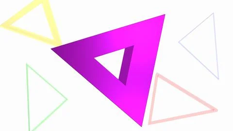 3D geometric purple triangle shape on a white background. Mathematical conc.. Stock Illustration
