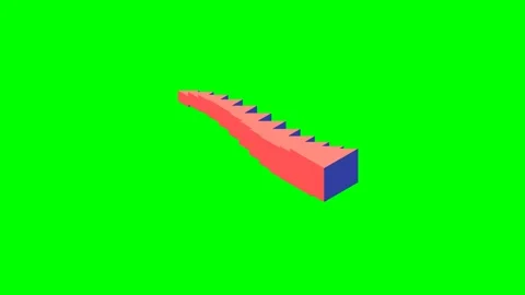 A 3d geometric red and blue jagged shape floating on a bright green backgroun Stock Footage 341824035