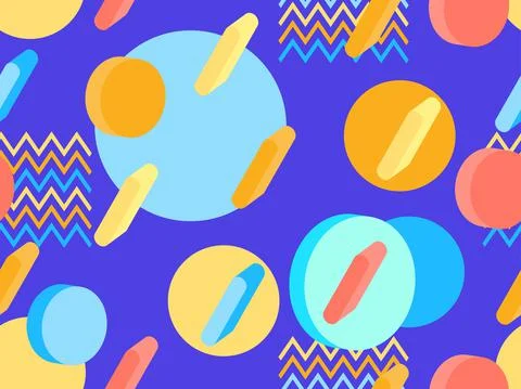 3d geometric seamless pattern in 80s memphis style. Colorful background with  Stock Illustration