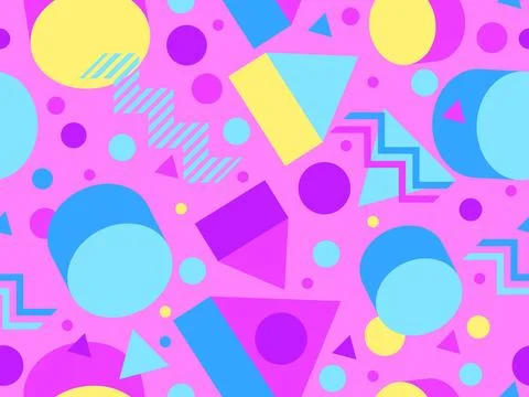 3D geometric seamless pattern in 80s style. 3d isometric triangles, zigzags.. Illustrazione stock