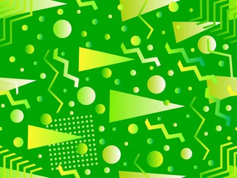 3D geometric seamless pattern in 80s style. 3d isometric shapes with gradie.. Stock Illustration