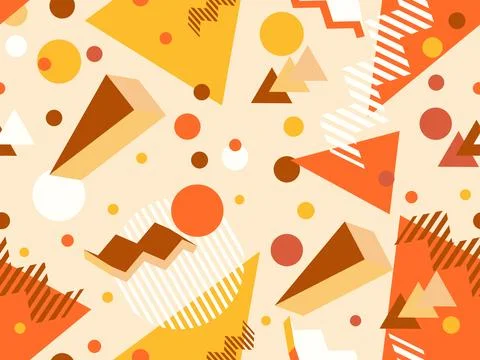 3D geometric seamless pattern in 80s style. 3d isometric triangles, zigzags.. Illustrazione stock