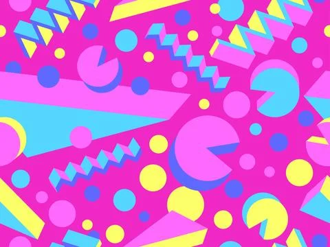 3D geometric seamless pattern in 80s style. 3d isometric triangles, zigzags.. Illustrazione stock