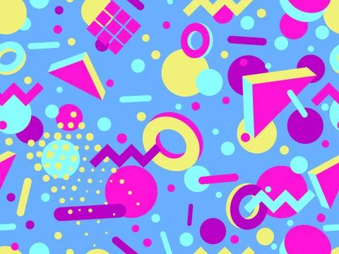 3D geometric seamless pattern in 80s style. 3d isometric triangles, zigzags.. 스톡 일러스트