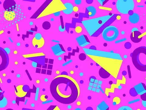 3D geometric seamless pattern in 80s style. 3d isometric triangles, zigzags.. 스톡 일러스트