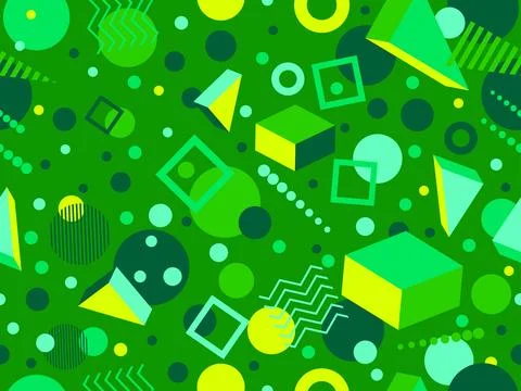 3D geometric seamless pattern in 80s style. 3d isometric triangles, zigzags.. イラスト素材