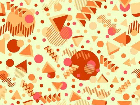 3D geometric seamless pattern in 80s style. 3d isometric triangles, zigzags.. Stock Illustration