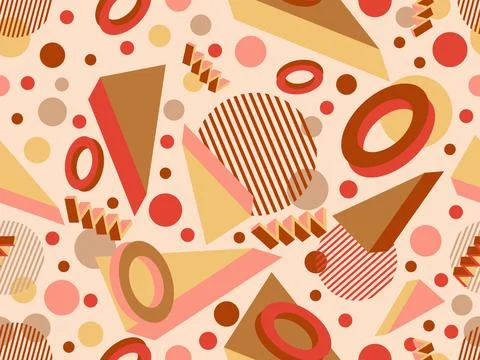 3D geometric seamless pattern in 80s style. 3d isometric triangles, zigzags.. Illustrazione stock