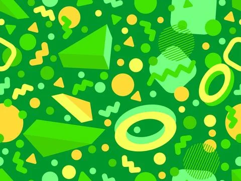 3D geometric seamless pattern in 80s style. 3d isometric triangles, zigzags.. Illustrazione stock