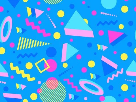 3D geometric seamless pattern in 80s style. 3d isometric triangles, zigzags.. イラスト素材