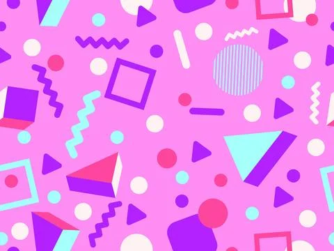 3D geometric seamless pattern in 80s style. 3d isometric triangles, zigzags.. 스톡 일러스트