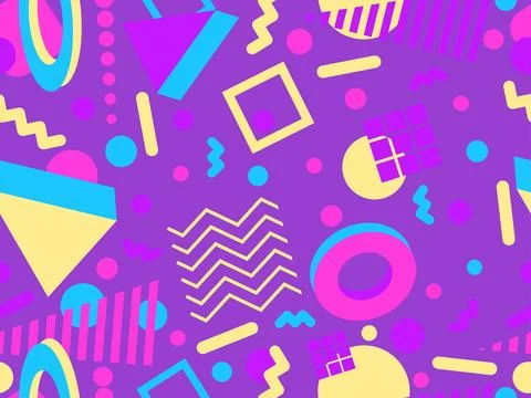 3D geometric seamless pattern in 80s style. 3d isometric triangles, zigzags.. Illustrazione stock