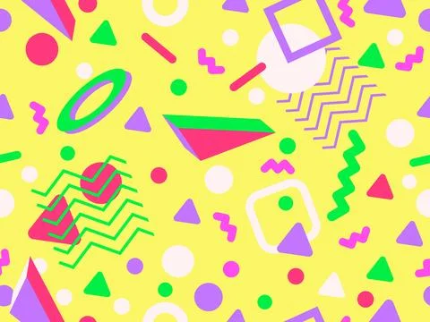 3D geometric seamless pattern in 80s style. 3d isometric triangles, zigzags.. 스톡 일러스트