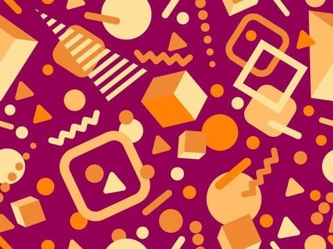 3D geometric seamless pattern in 80s style. 3d isometric triangles, zigzags.. Illustrazione stock