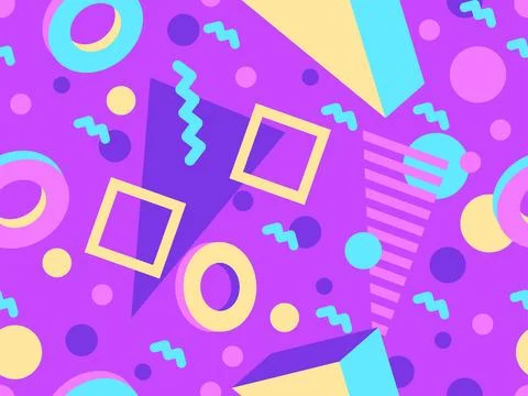 3D geometric seamless pattern in 80s style. 3d isometric triangles, zigzags.. Stock Illustration