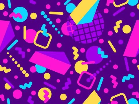 3D geometric seamless pattern in 80s style. 3d isometric triangles, zig zag.. Illustrazione stock