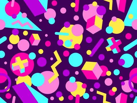 3D geometric seamless pattern in 80s style. 3d isometric triangles, zig zag.. イラスト素材