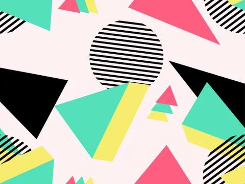 3d geometric seamless pattern in style of the 80s. 3d isometric triangles, sq Illustrazione stock