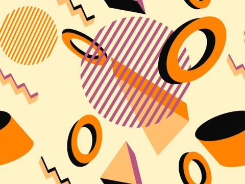 3d geometric seamless pattern in style of the 80s. 3d isometric triangles, sq Illustrazione stock